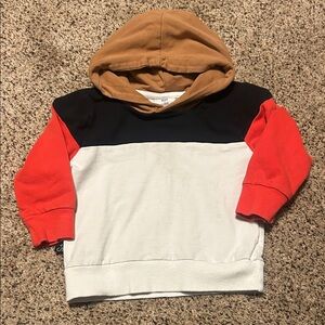Kids Colorblock Hoodie - Tan, Red, Black, and White